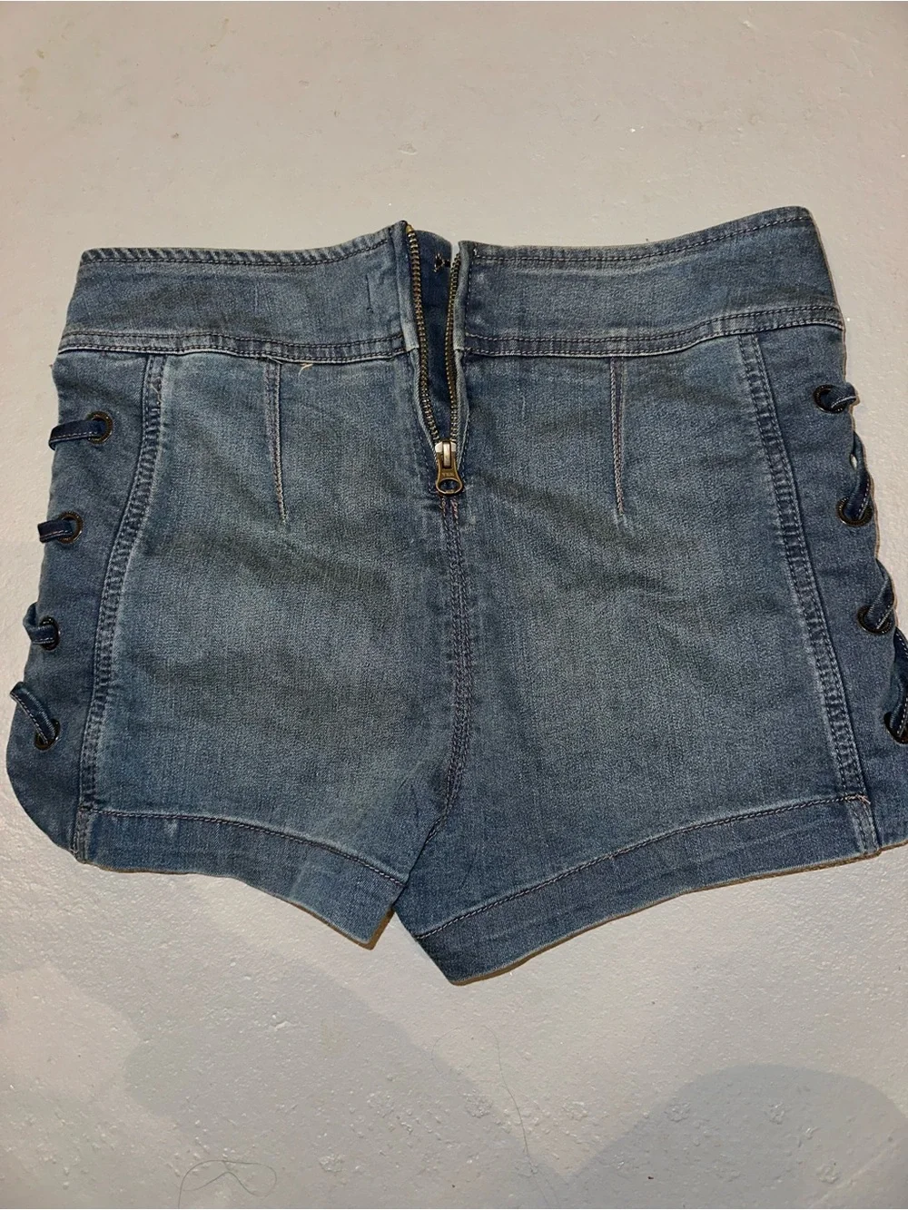 Free people Denim Lace-Up Women's Shorts - Dark Blue - Picture 2 of 5